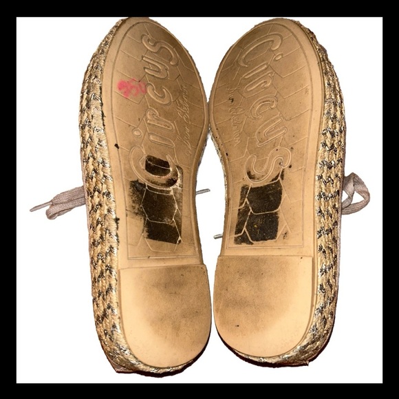 🎉HP🎉Circus by Sam Edelman Metallic Espadrilles Platform Gold Shimmer Sneakers 8 - Picture 11 of 13